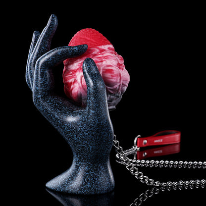 Dragon Scale Silicone Egg Anchor Plug & Restraint Gag with 304 Steel Leash & Red Leather Handle (M/L)