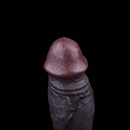 Realistic Black Dildo | Platinum Silicone Suction Cup Dildo with Skin Texture & Balls — Deep Brown Lifelike Cock for Solo, Couples & Hands-Free Play