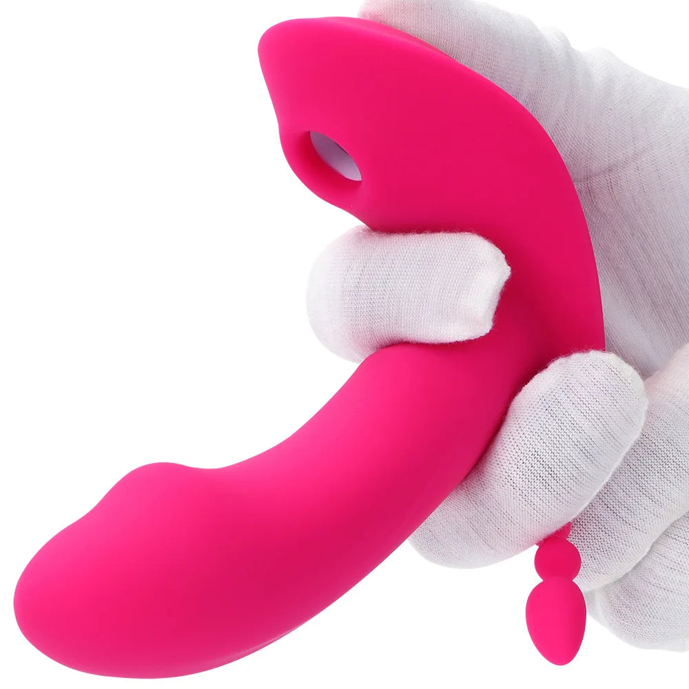 Realistischer vibrierender Dildo mit Klitoris-Saugfunktion, Analkugeln, Vibrator für Frauen – 3-in-1-Sexspielzeug für Frauen mit Fernbedienung