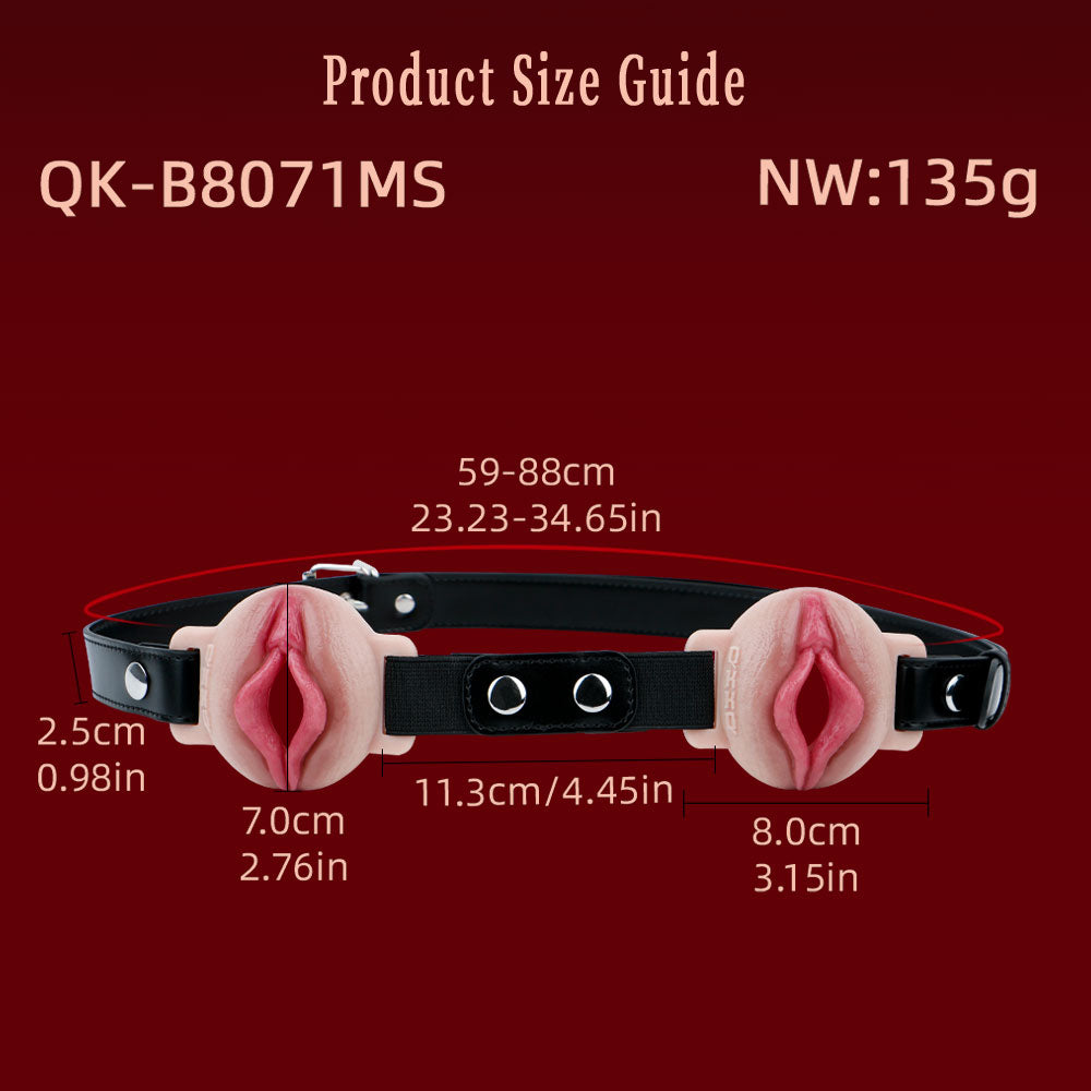 3D Vulva Chest Harness — Realistic Silicone BDSM Toys Body Strap with Open-Cup Nipple Display & Leather Band