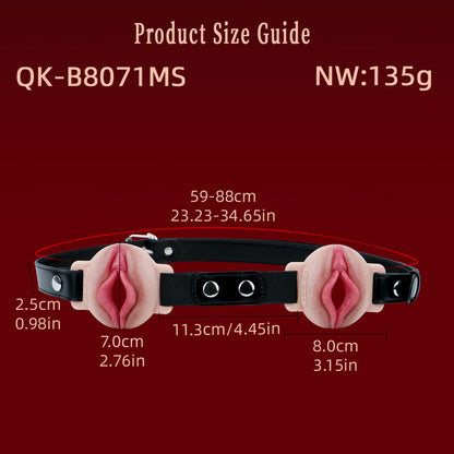 3D Vulva Chest Harness — Realistic Silicone BDSM Toys Body Strap with Open-Cup Nipple Display & Leather Band