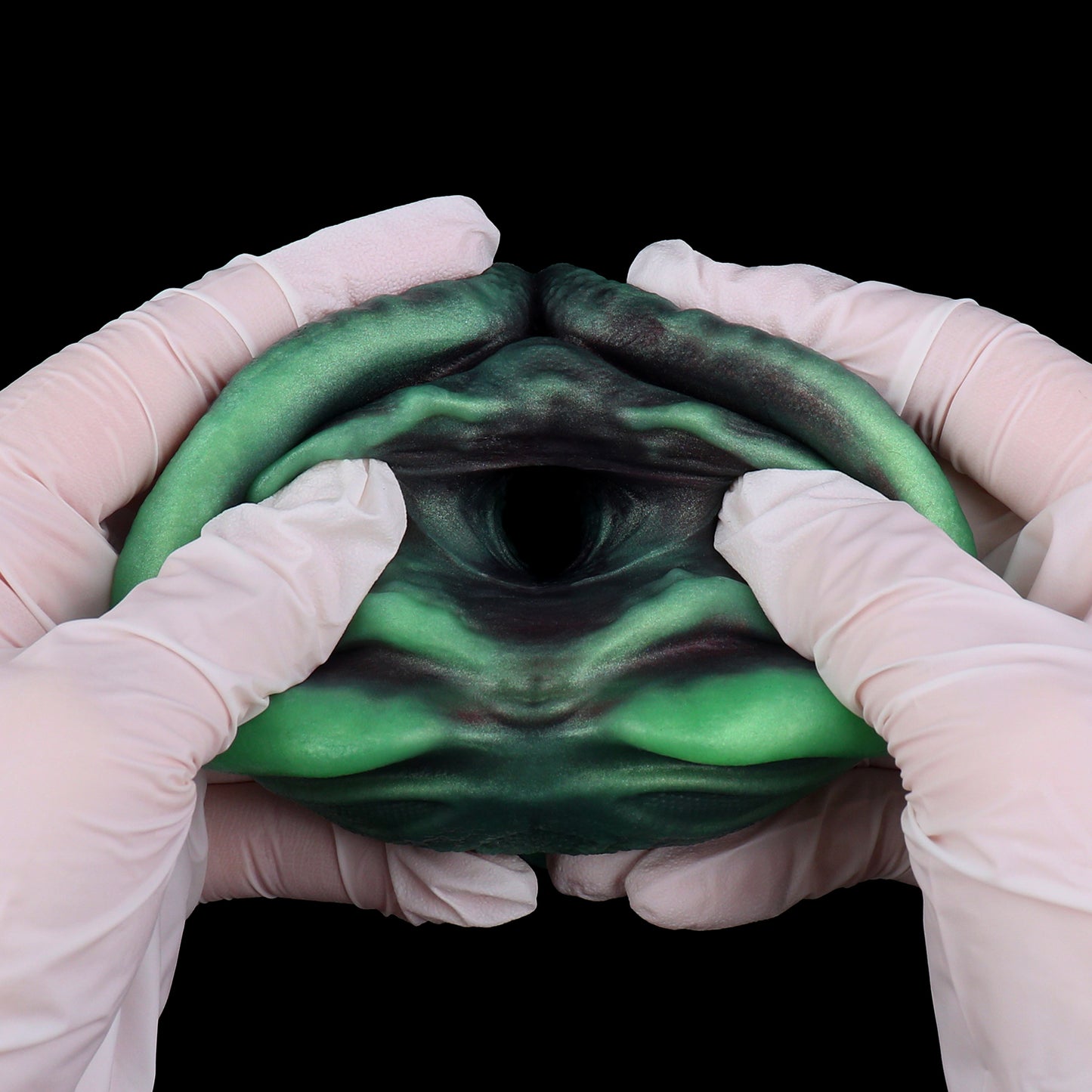 Alien Pocket Pussy with Neural Network Texture – Tubular Structure, Bioluminescent Green & Single Channel Made of Platinum Silicone