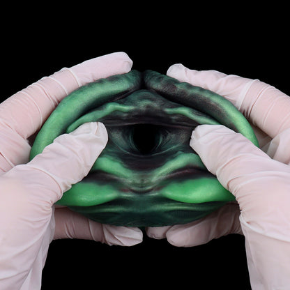 Alien Pocket Pussy with Neural Network Texture – Tubular Structure, Bioluminescent Green & Single Channel Made of Platinum Silicone