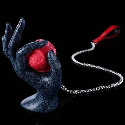 Pebbled Infernal Silicone Egg with Heavy-Duty Steel Leash – Multi-Use Platinum Fantasy Plug for Vaginal, Anal & Oral Sensory Dominance