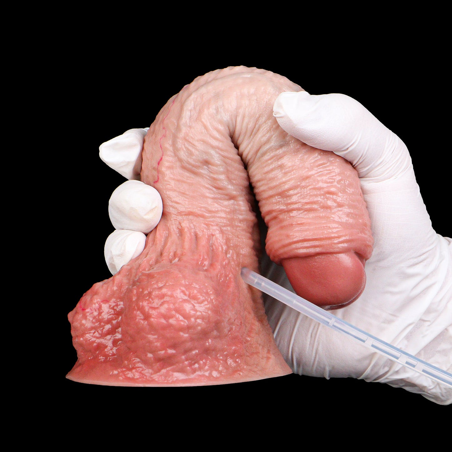Uncut Realistic Squirting Dildo — Platinum Silicone, Foreskin Detail, Vein Texture & 3-Mode Ejaculation