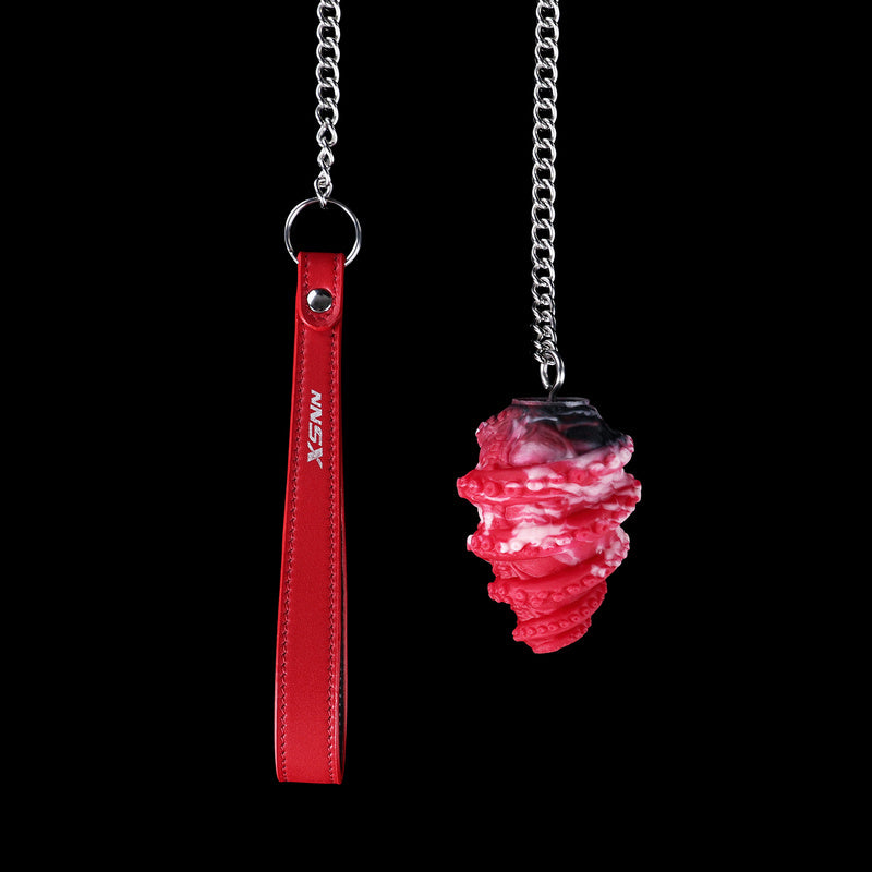 Abyssal Tentacle Silicone Egg with 304 Steel Chain Leash – Multi-Orifice Platinum Fantasy Plug for Deep Vaginal, Anal & Oral BDSM Play