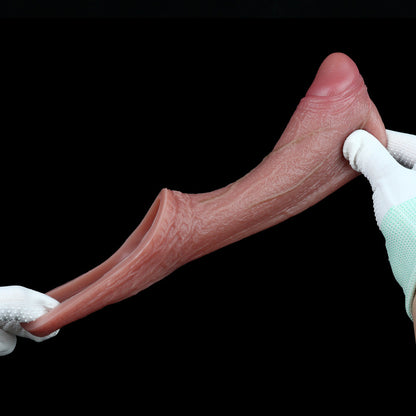 Flushed Realistic Cock Sleeve: Bulbous Tip Penis Extender & Liquid Silicone Delay Sheath for Couples Intimacy