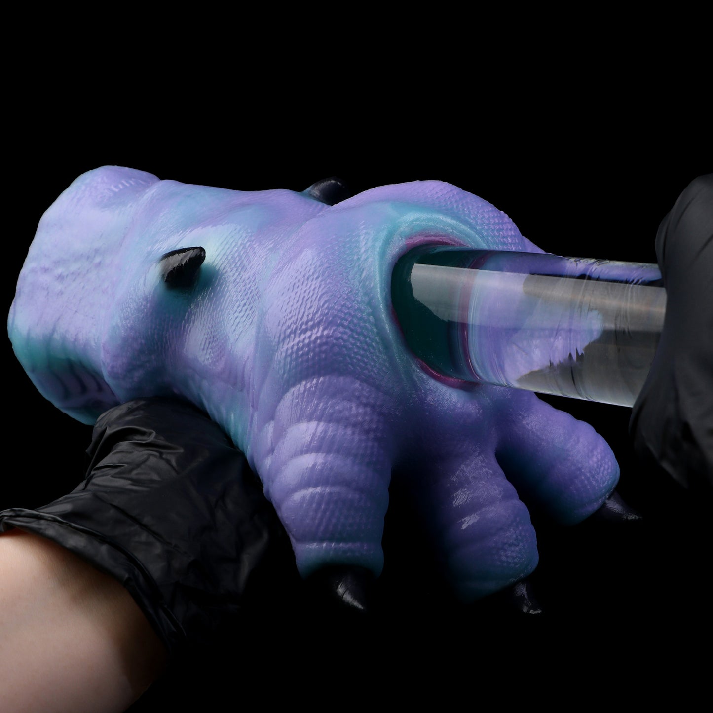 Dragon Claw Pocket Pussy — Platinum Silicone Fantasy Dragon Paw Masturbator with Scale Texture, Black Claws & Dark Red Accent