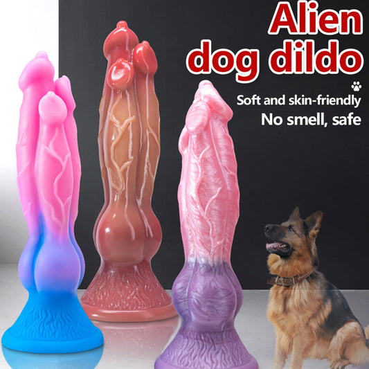Realistic Thick Dog Dildo - 11 inch Monsterdildo Three Head Women Masturbating Sex Toys