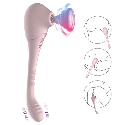 Clit Sucker Finger Prostate Massager - Double End Clitoral G Spot Vibrator