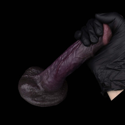 Oversized Glans Black Dildo | Large Realistic Head, Deep Vein Shaft & Anatomical Detail — Dual-Layer Platinum Silicone in Deep Grape Purple for Intense G-Spot & Stretch Sensation