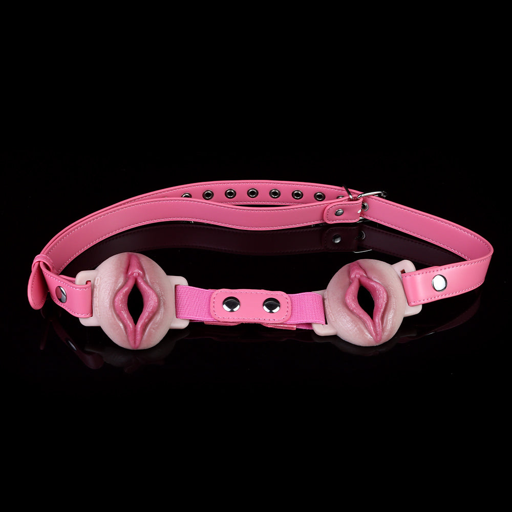 3D Vulva Chest Harness — Realistic Silicone BDSM Toys Body Strap with Open-Cup Nipple Display & Leather Band