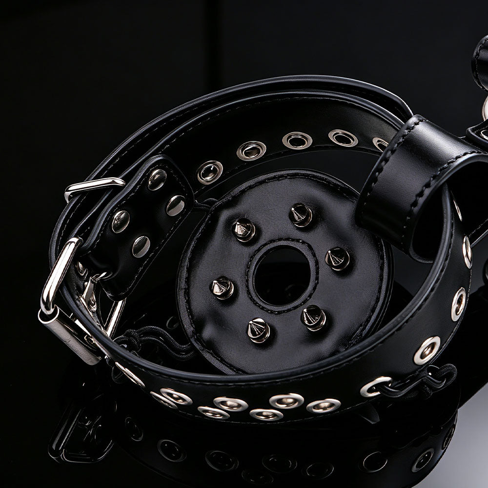 Spiked Leather Nipple Stimulators with Collar Harness — Lift, Expose & Tease in Pink or Black