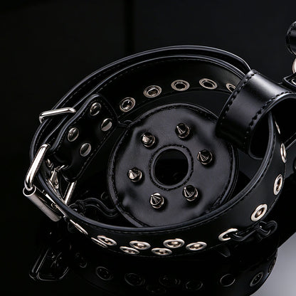 Spiked Leather Nipple Stimulators with Collar Harness — Lift, Expose & Tease in Pink or Black