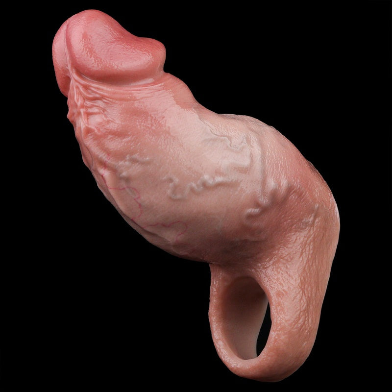 Gaine pénienne réaliste Honey Bronze : manchon de circonférence en silicone liquide avec anneau de tension intégré