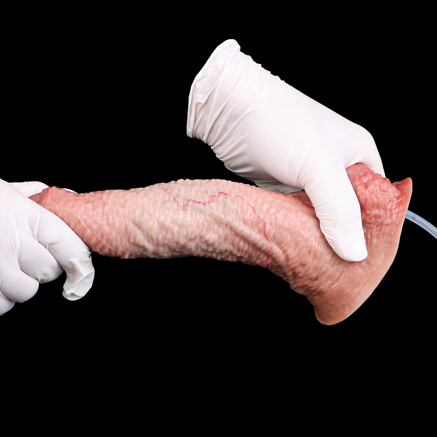 Uncut Realistic Squirting Dildo — Platinum Silicone, Foreskin Detail, Vein Texture & 3-Mode Ejaculation