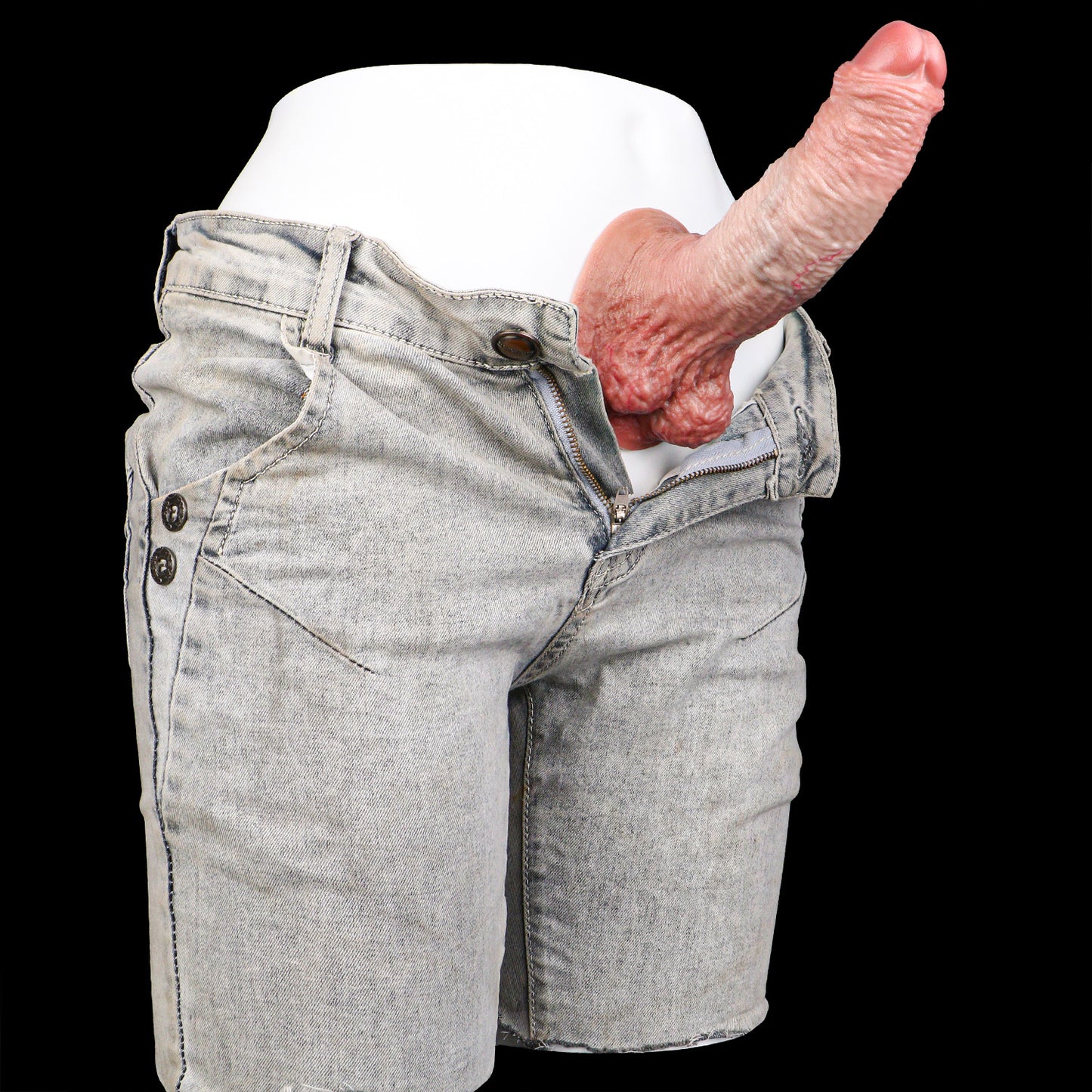 Uncut Realistic Squirting Dildo — Platinum Silicone, Foreskin Detail, Vein Texture & 3-Mode Ejaculation