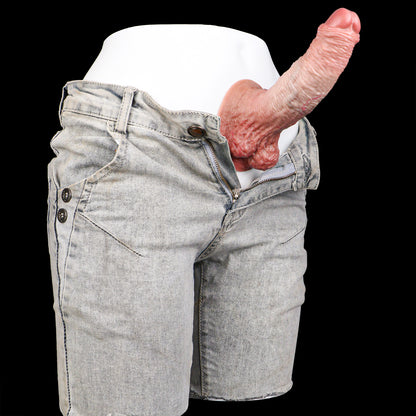 Uncut Realistic Squirting Dildo — Platinum Silicone, Foreskin Detail, Vein Texture & 3-Mode Ejaculation