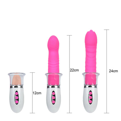 Zungen-Klitoris-Vibrator – austauschbare Nippelklemmen, die vibrierende Dildo-Sexspielzeuge schieben