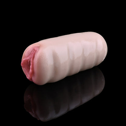 Spiral-Grip Anatomical Pocket Pussy – Platinum Liquid Silicone Stroker with Hand-Crafted Blush Finish