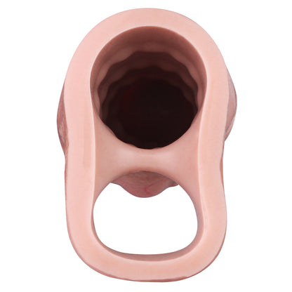 Gaine pénienne réaliste en silicone naturel : extenseur en silicone liquide augmentant la circonférence avec double anneau de tension