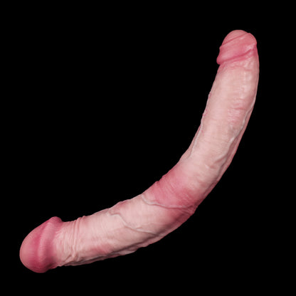 Slim & Long Double Dildo for Deep Pleasure — Dual-Layer Platinum Silicone Double-Ended Dildo with Extra Length, Veined Shaft & Shared Use Design