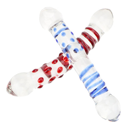 Double Glass Dildo - Colorful Crystal Anal Dildo Butt Plug Prostate Massager
