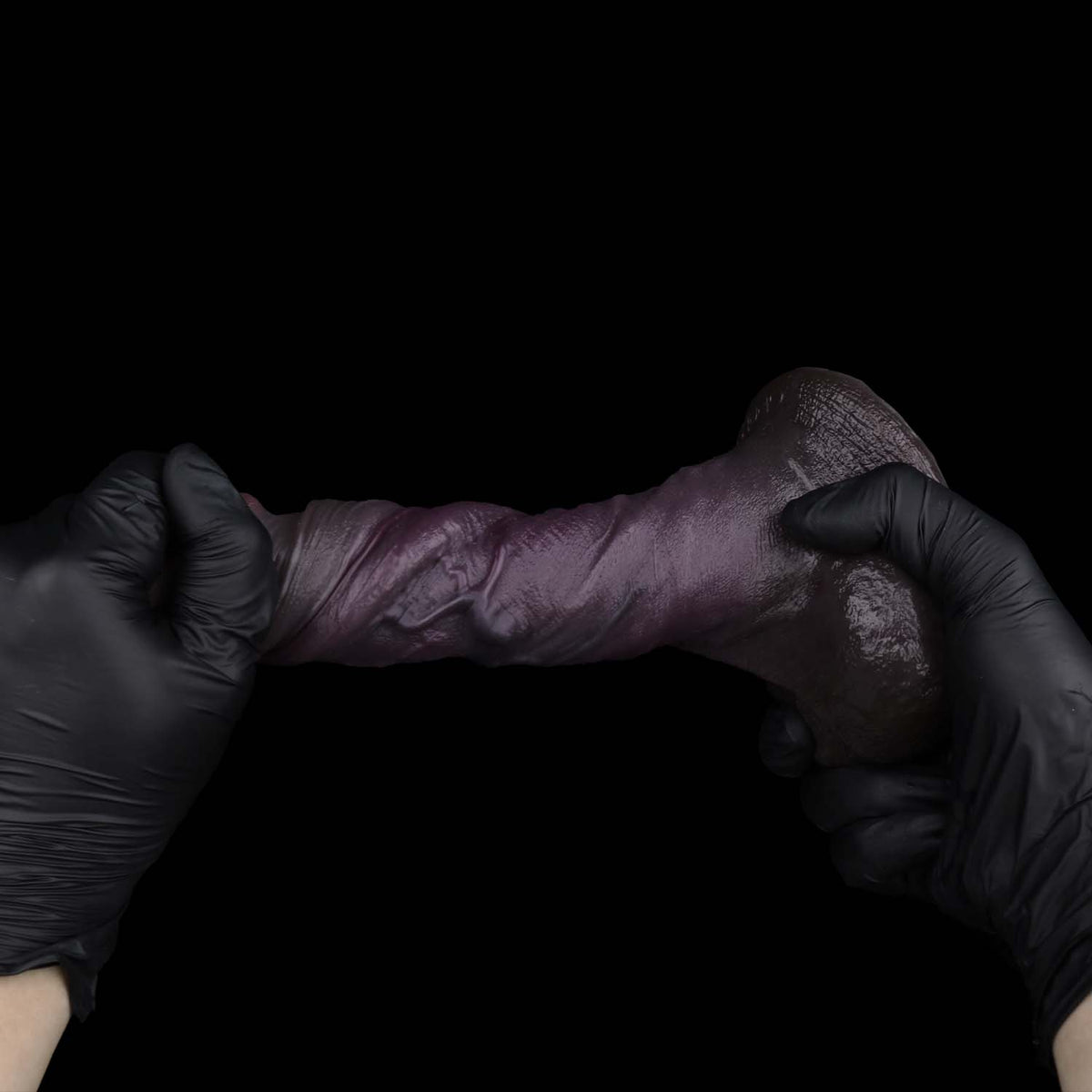 Oversized Glans Black Dildo | Large Realistic Head, Deep Vein Shaft & Anatomical Detail — Dual-Layer Platinum Silicone in Deep Grape Purple for Intense G-Spot & Stretch Sensation