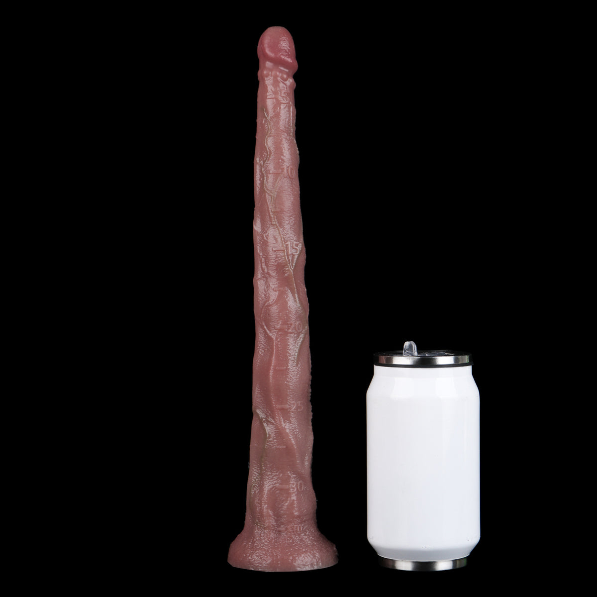 See Inside Long Dildo | Endoscope Camera Realistic Shaft — 3MP HD Lens, 8-LED Ring Light, App-Connected, IP68 Waterproof & Suction Cup Base in Platinum Silicone
