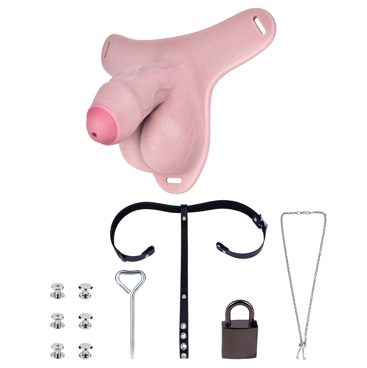 Realistic Silicone Chastity Pants with Urethral Opening — Platinum Silicone Male Chastity Cage for Long-Term BDSM Bondage Wear
