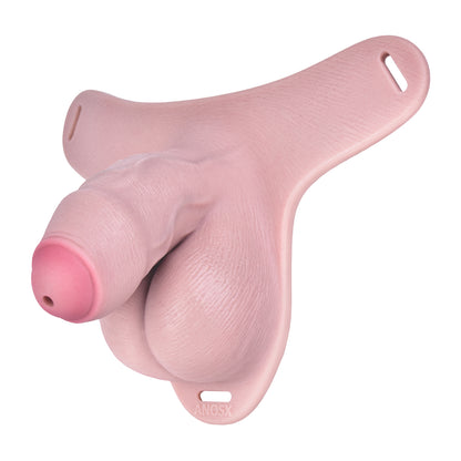 Realistic Silicone Chastity Pants with Urethral Opening — Platinum Silicone Male Chastity Cage for Long-Term BDSM Bondage Wear