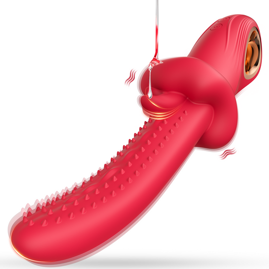 Tongue Licking G-spot Vibrator - Clit Anal Double Stimulator Handy Sex Toys for Women