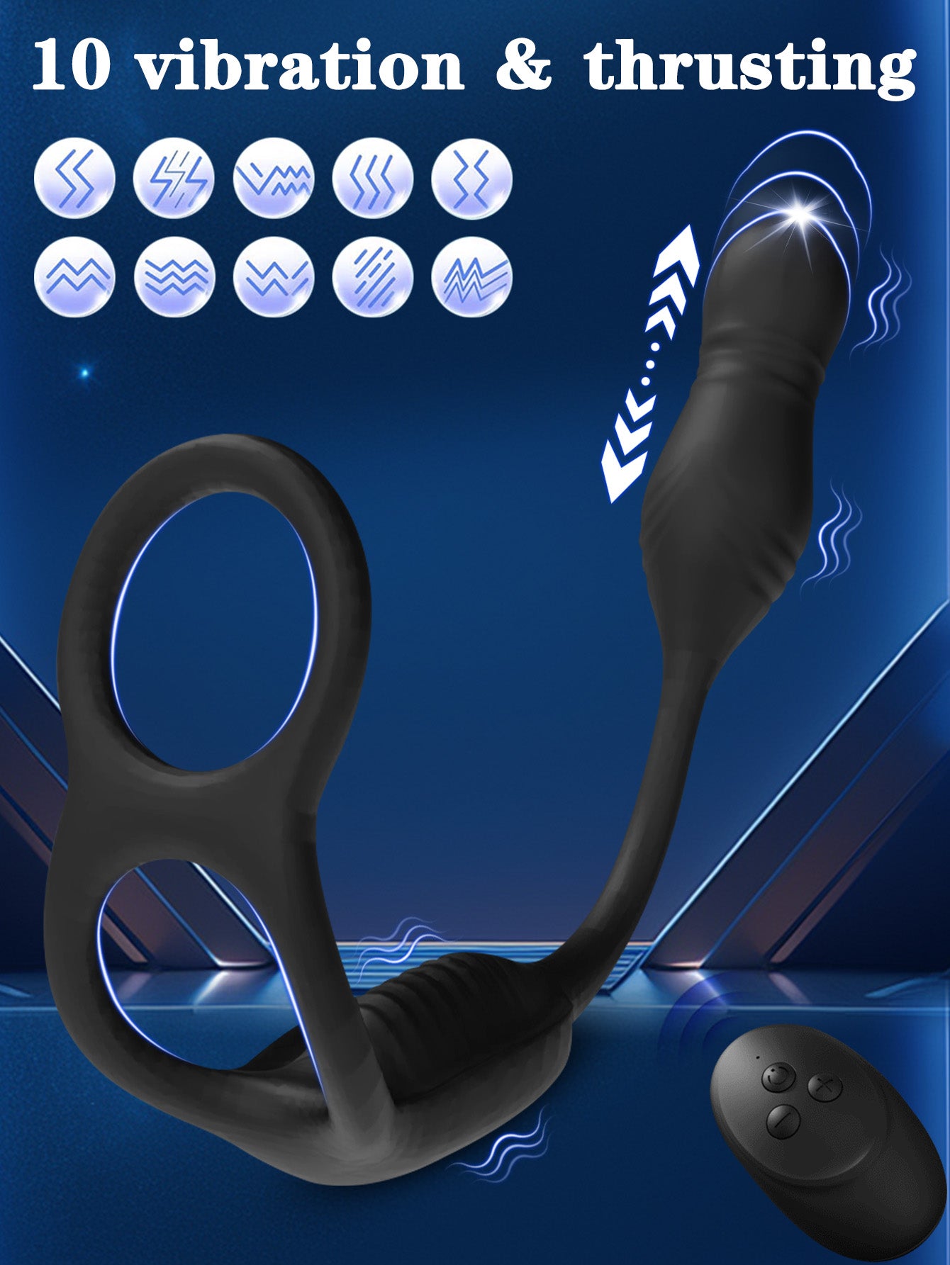 Vibrierender Penisring, stoßender Analdildo – Fernbedienung für Vagina und Analstreichler, Sexspielzeug für Paare