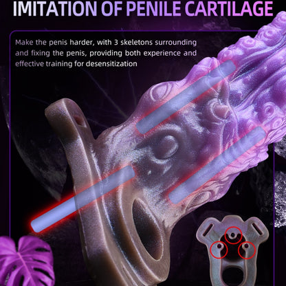 Fantasy Octopus Penis Sleeve Extender – Purple Silicone Cock Sleeve with Biologic Texture for Intense Male Pleasure