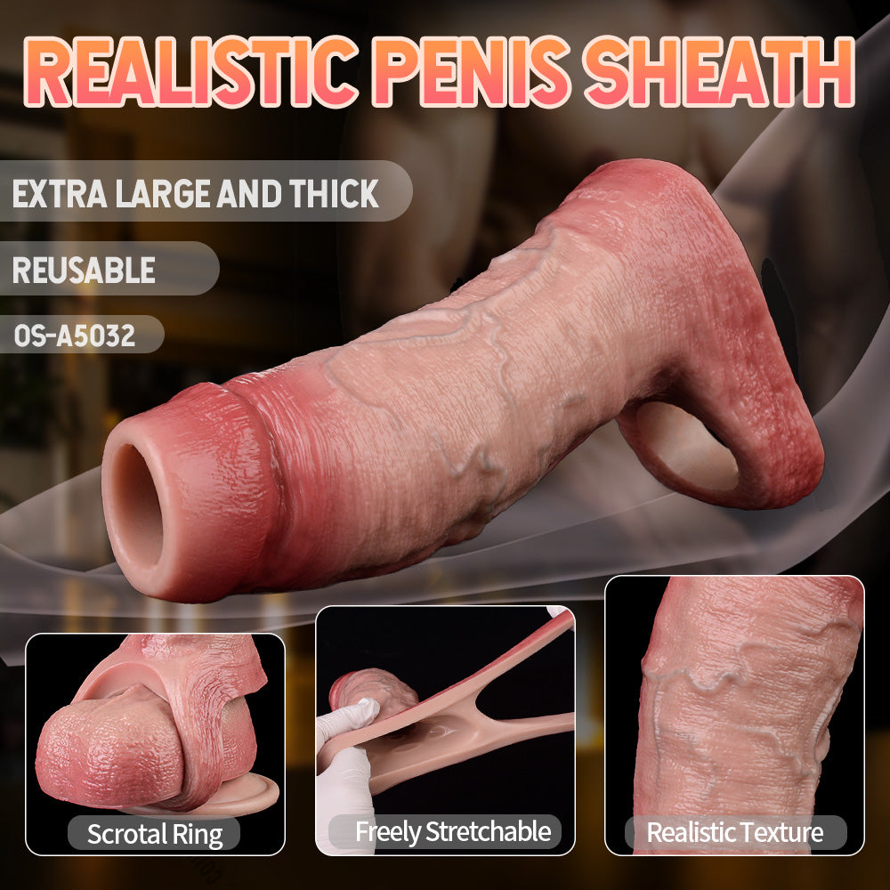 Extenseur de pénis réaliste Cock Sleeve - Peau claire Cocksleeve, jouets sexuels ouverts pour hommes