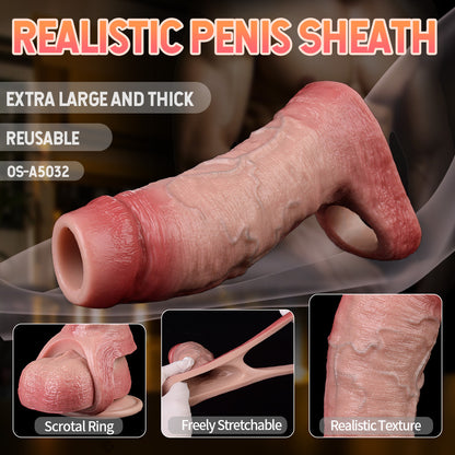 Extenseur de pénis réaliste Cock Sleeve - Peau claire Cocksleeve, jouets sexuels ouverts pour hommes