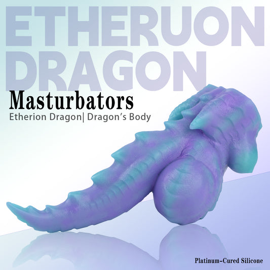 Drachen-Torso-Sexpuppen – Platin-Silikon-Drachenkörper mit Schuppentextur, Stachelschwanz und dunkelrotem Akzent