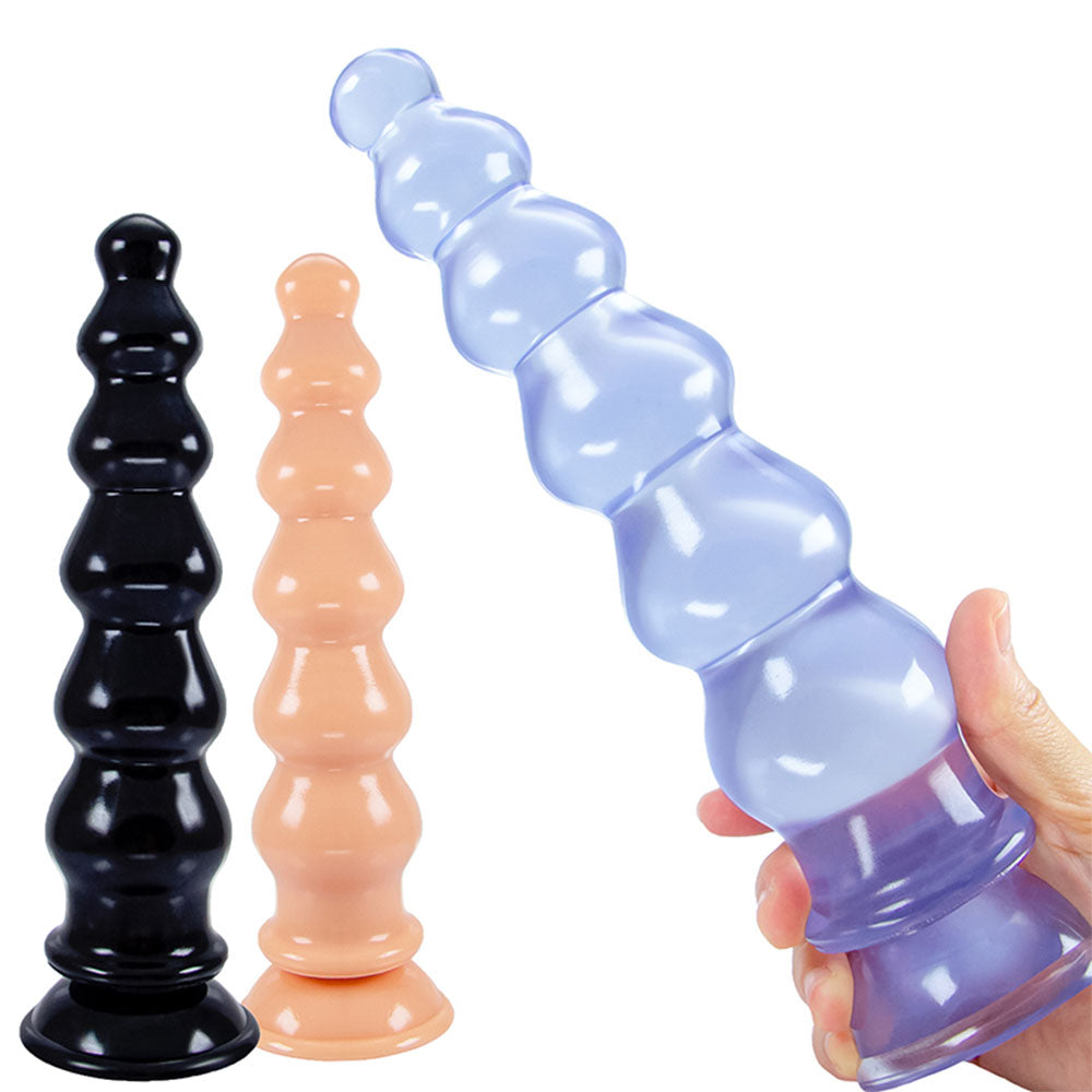 Godes en silicone à perles anales géantes - Plug anal énorme et doux avec grande ventouse