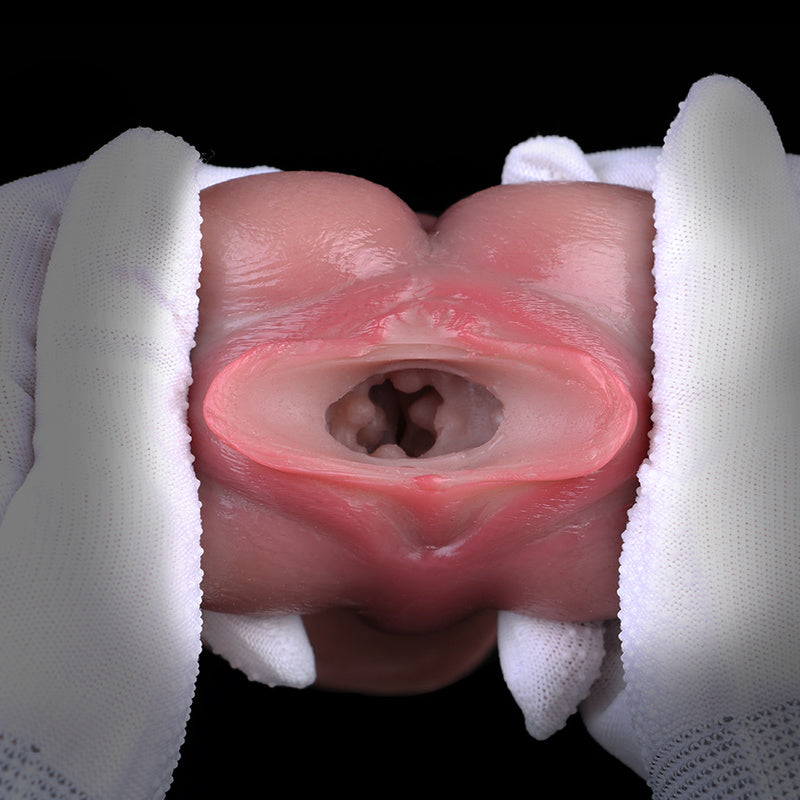 Rose Form Pocket Pussy – Sculpted Platinum Silicone with Water-Effect Tubing