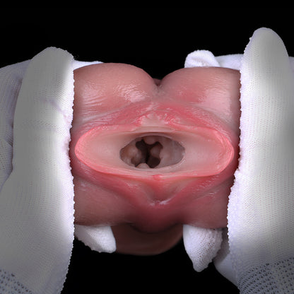 Rose Form Pocket Pussy – Sculpted Platinum Silicone with Water-Effect Tubing