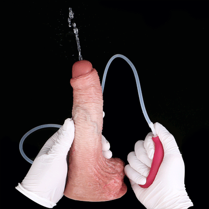 Uncut Realistic Squirting Dildo — Platinum Silicone, Foreskin Detail, Vein Texture & 3-Mode Ejaculation
