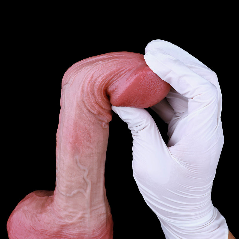 Ultra-Lifelike Vibrating Realistic Dildo with Veined Testicles & Hands-Free Suction Base for Shower & Harness Play (Remote-Controlled)