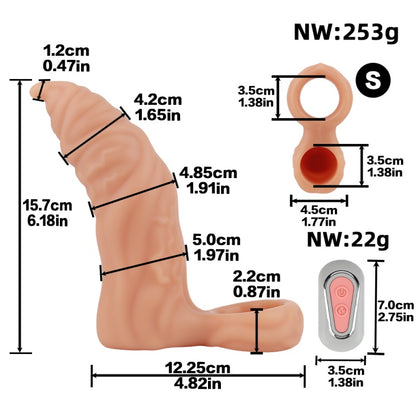 Remote Control Vibrating Cock Sleeve - Fantasy Ribbed Condom Penissleeve Extender Beast Sex