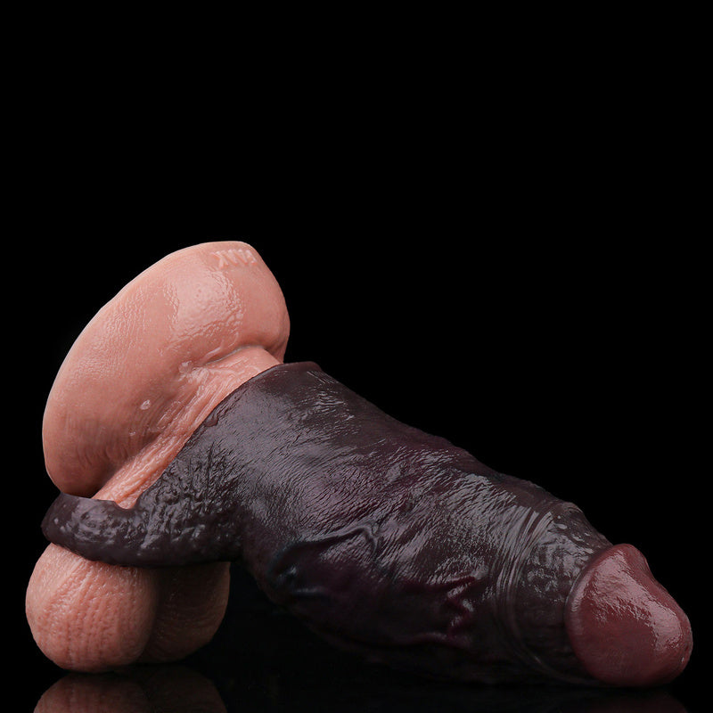 Gaine pénienne réaliste Onyx Curve : extenseur de circonférence à tête recourbée avec double anneau de maintien
