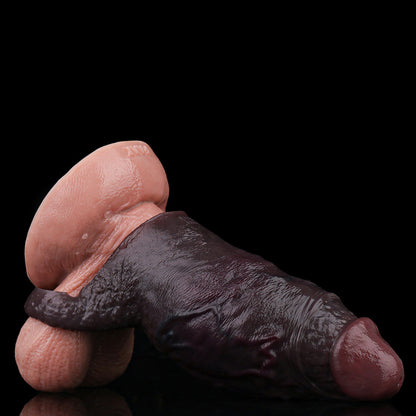 Gaine pénienne réaliste Onyx Curve : extenseur de circonférence à tête recourbée avec double anneau de maintien
