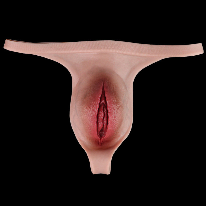 Ultra-Realistic Platinum Liquid Silicone Pussy Panties – Skin-Tone Transgender & Crossdresser Gaff Thong