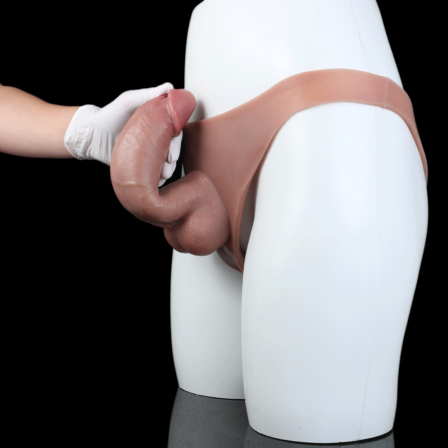 Chocolate Skin Strap-On Dildo with Silicone Briefs — Ultra-Realistic Platinum Silicone Wearable Dildo for Women & Couples