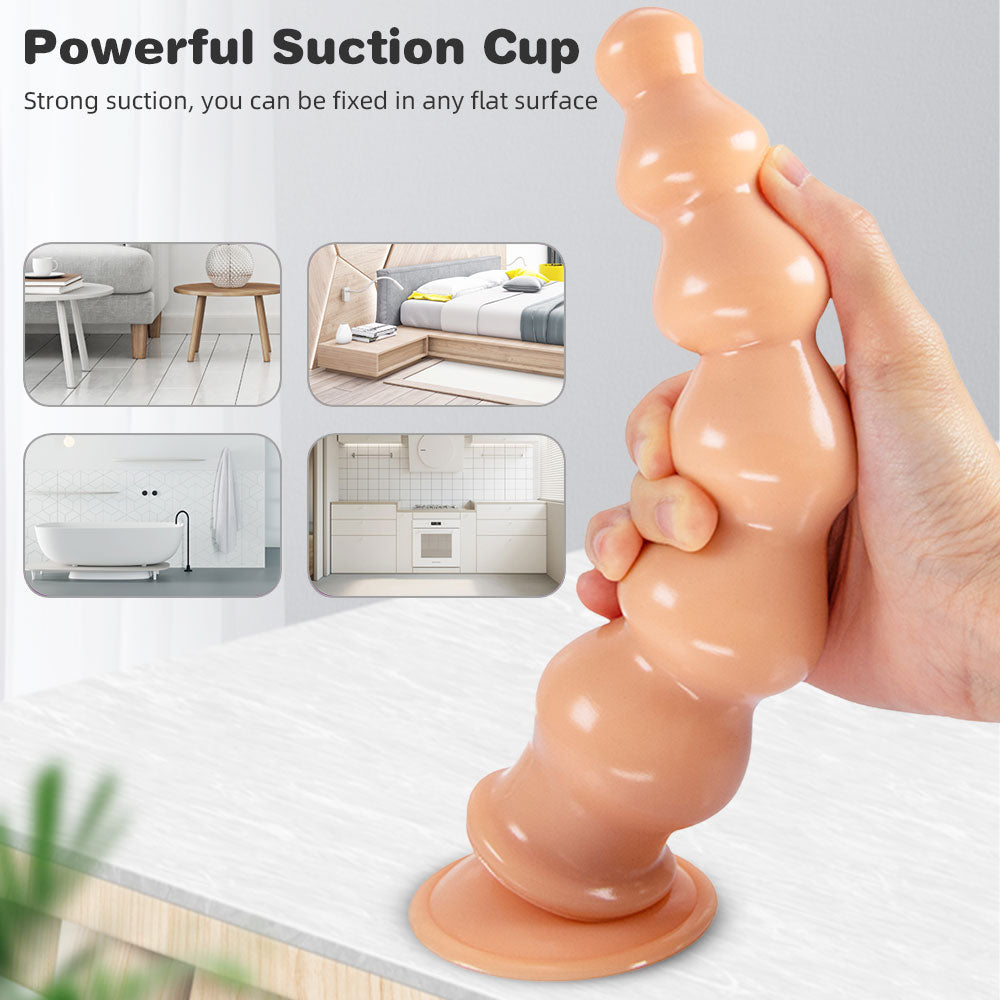 Godes en silicone à perles anales géantes - Plug anal énorme et doux avec grande ventouse