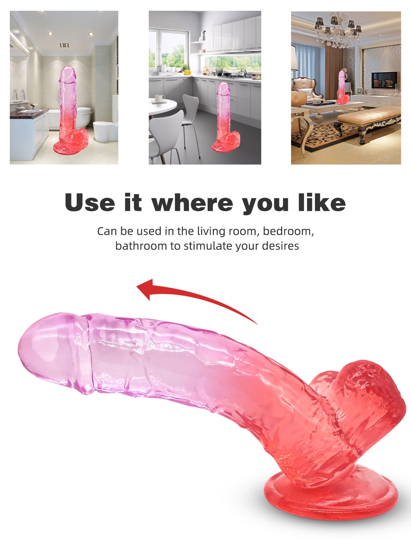 Jelly Soft Realistic Dildos for Women - Lifelike Mixed Color Dildo with Big Suctiion Cup