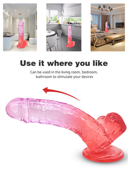 Jelly Soft Realistic Dildos for Women - Lifelike Mixed Color Dildo with Big Suctiion Cup